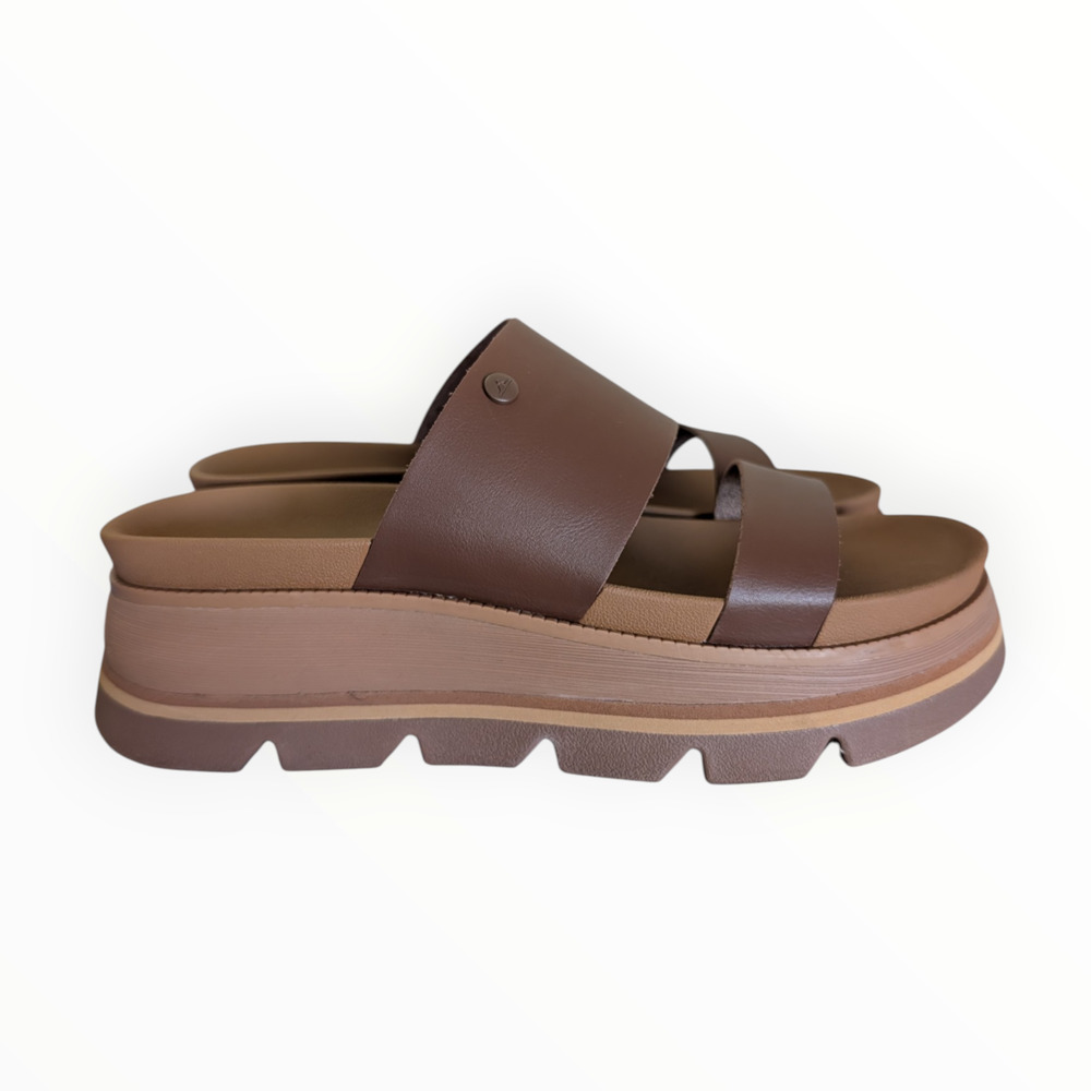 Reef Brown Platform Slide Sandals